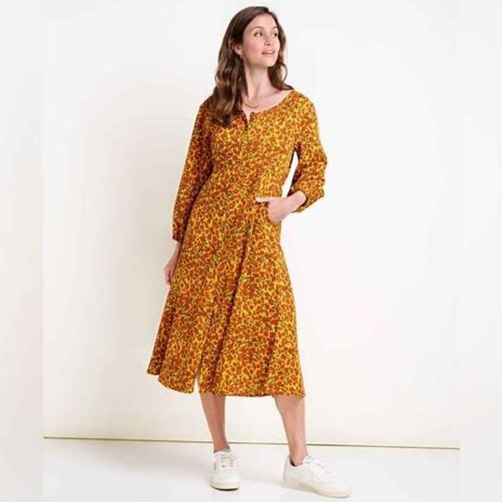 NWT W's Toad & Co Manzana Paneled Midi Dress- Pollen Ditsy Print